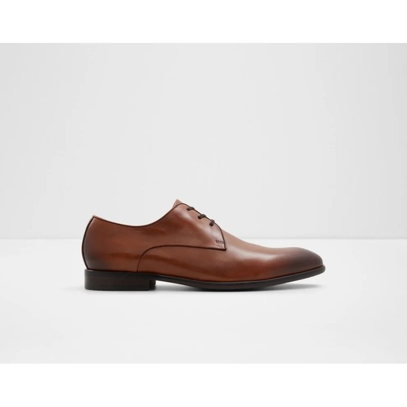 NEW! Aldo Men's Marcelus Leather Plain Toe Derby's In Cognac Size 9.5D $172
